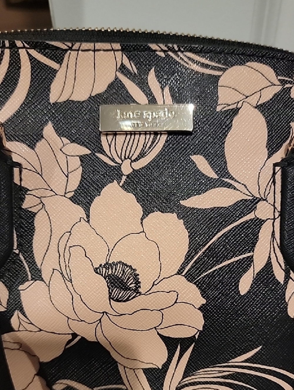 kate spade Black & Pink Floral Dome Satchel with Black Wallet - Picture 4 of 17